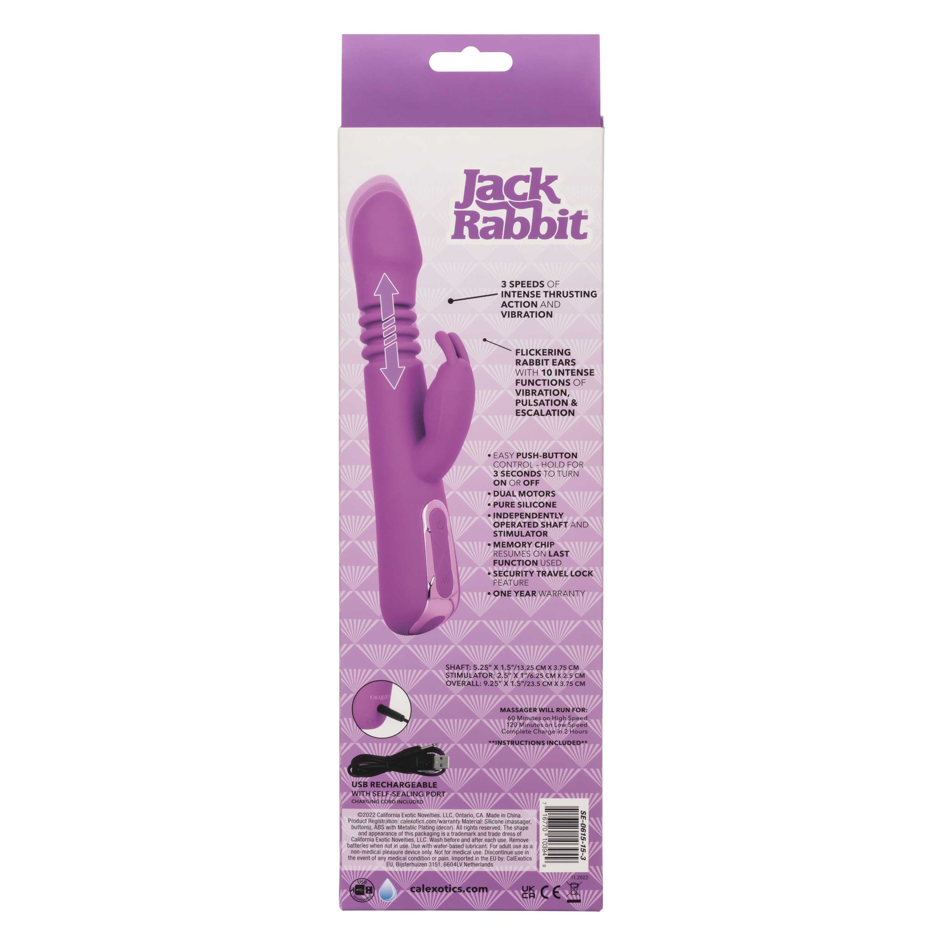 Jack Rabbit Elite Thrusting Rabbit - Purple VIBRATORS-RABBIT
