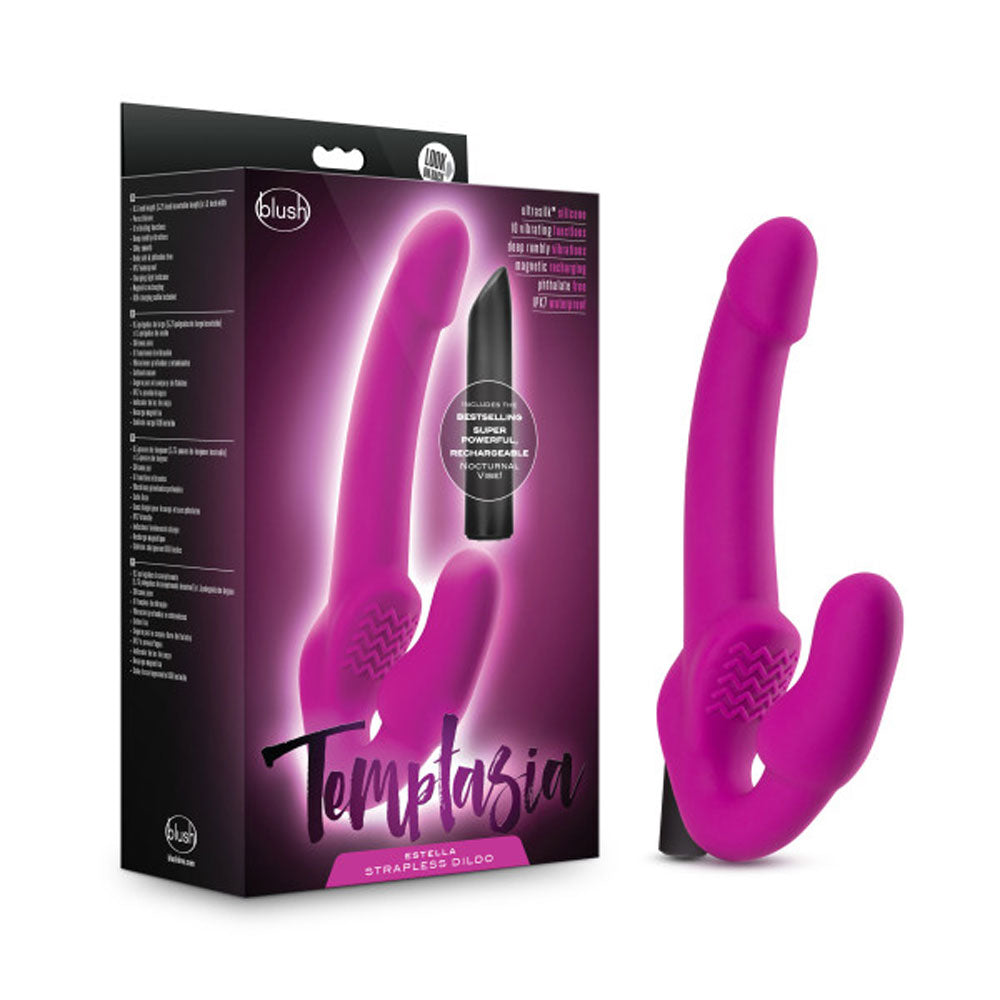 Temptasia Estella Strapless Silicone Dildo Pink Vibrating Toy > Realistic Dildos and Vibes > Strapless Strap Ons