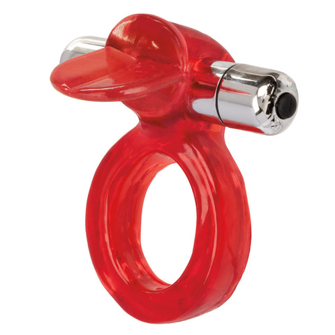 Wireless Clit Flicker Vibrator with Teasing Tongue Stimulator Red Cock Rings Vibrating