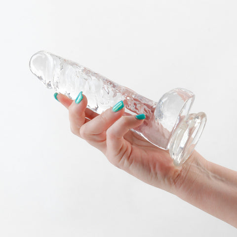 Fantasia Clear Ballsy 6.5 Inch Suction Cup Dong With Balls Clear Dildos & Dongs
