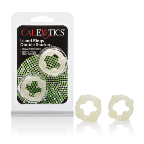 Island Rings Double Stacker Glow In The Dark Stretchy Cock Rings 0.75 Inch 2 Cm Duo COCK RING Set