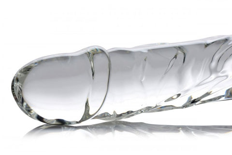 Brutus Clear Glass Dildo with Textured Handle for Intimacy Clear DONGS Glass