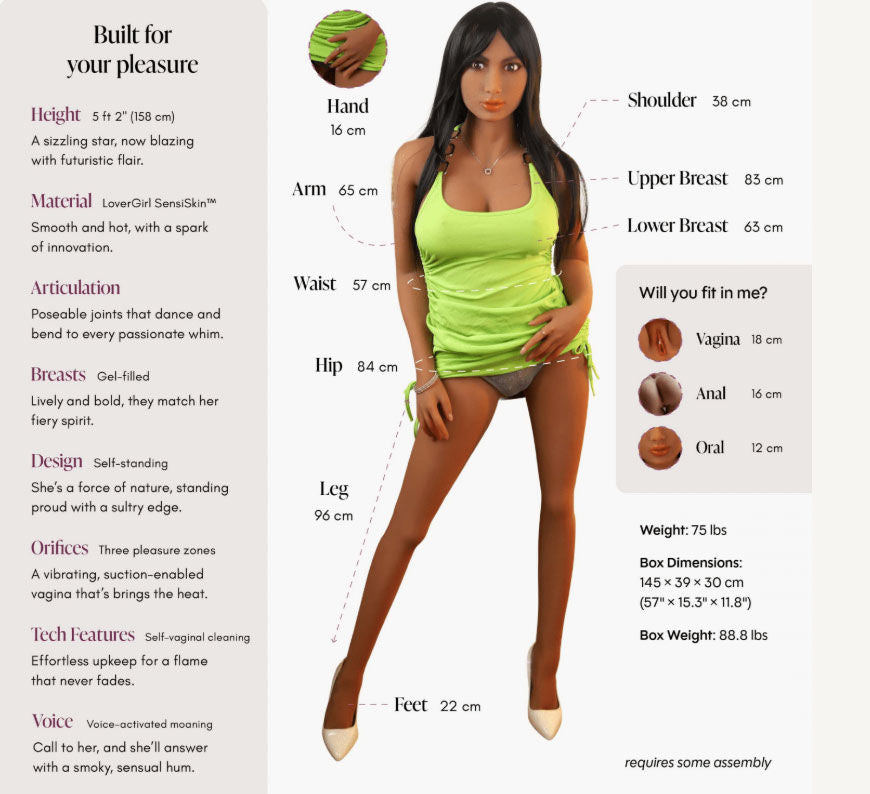 Lover Doll Isabel Caramel (5ft 2in) – Deluxe Female Doll with Suction & Vibration DOLLS