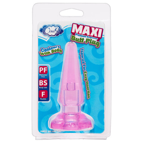 Cloud 9 Blue Maxi Tapered Anal Plug Soft Flexible Base 3.94 Inch Purple Butt Plugs