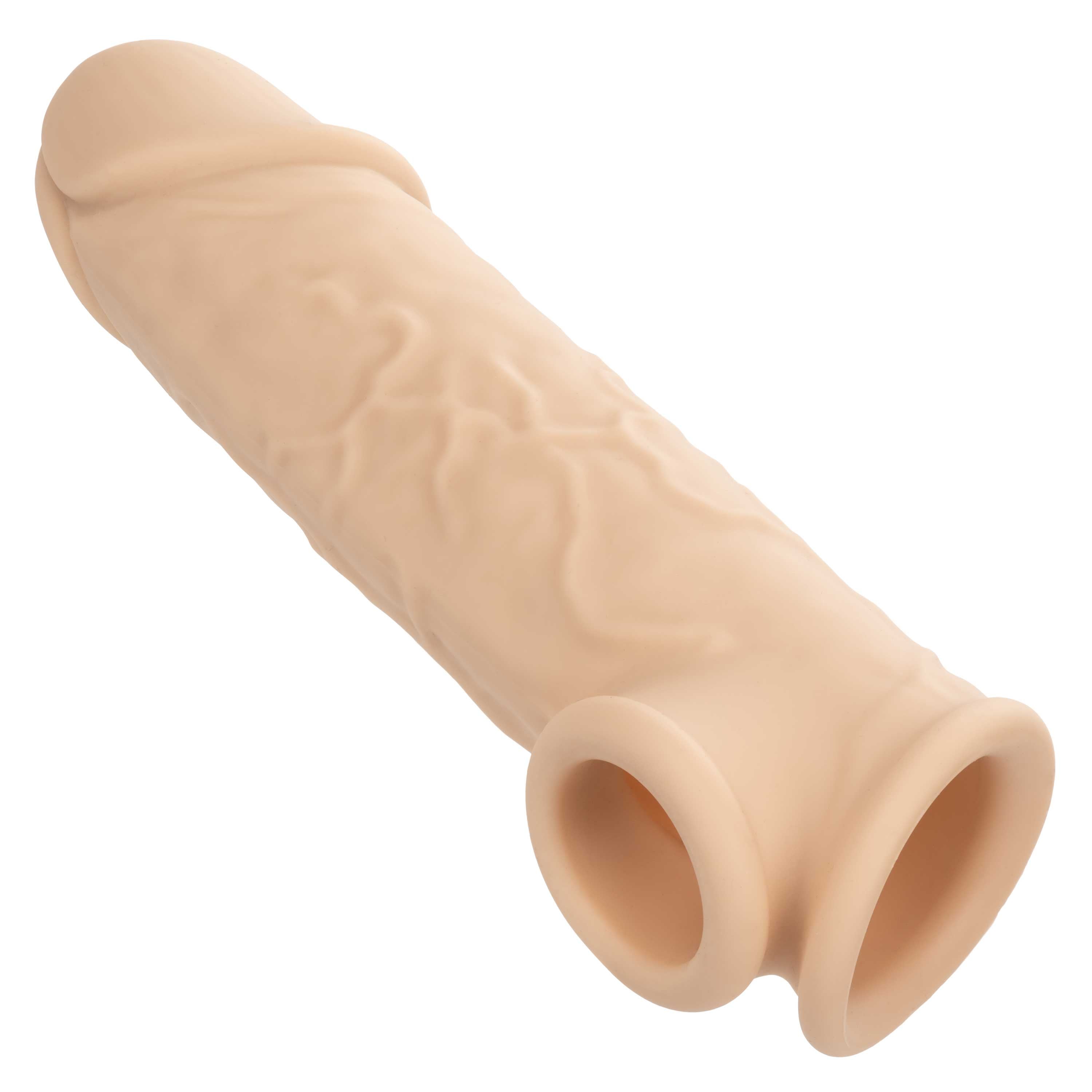 Performance Maxx Life-Like Extension 7 Inch Ivory with Built-In Scrotum Strap and Stretchy Liquid Silicone Sleeve SLEEVES