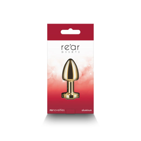 Rear Assets Petite 6 cm Gold Metal Butt Plug with Red Gem Base > Anal Range > Jewel Butt Plugs