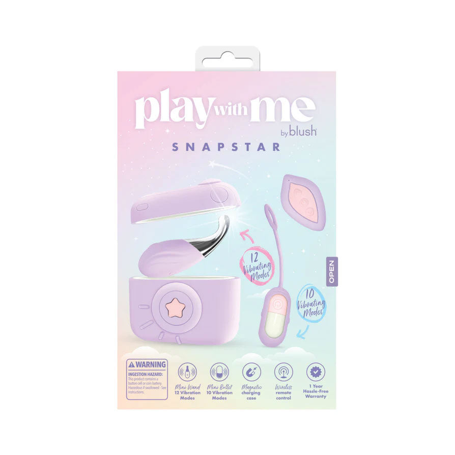 Play With Me Snapstar (Purple) – Travel-Ready Vibrator Set with Mini Wand, Bullet Vibe, and Wireless Remote BULLETS