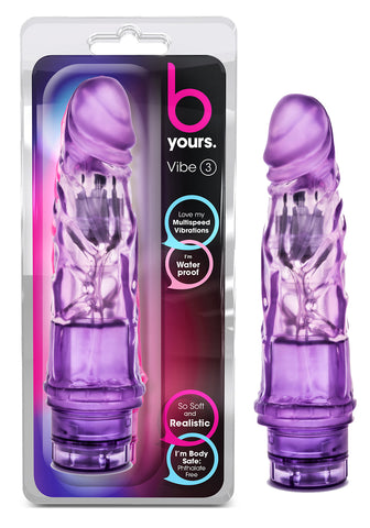 B Yours Vibe No 3 Purple Realistic Vibrator with Multi-Speed Purple Vibrators
