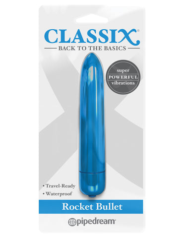 Classix Rocket Bullet Metallic Blue 8.9 cm Vibrating Bullet Toy BULLETS