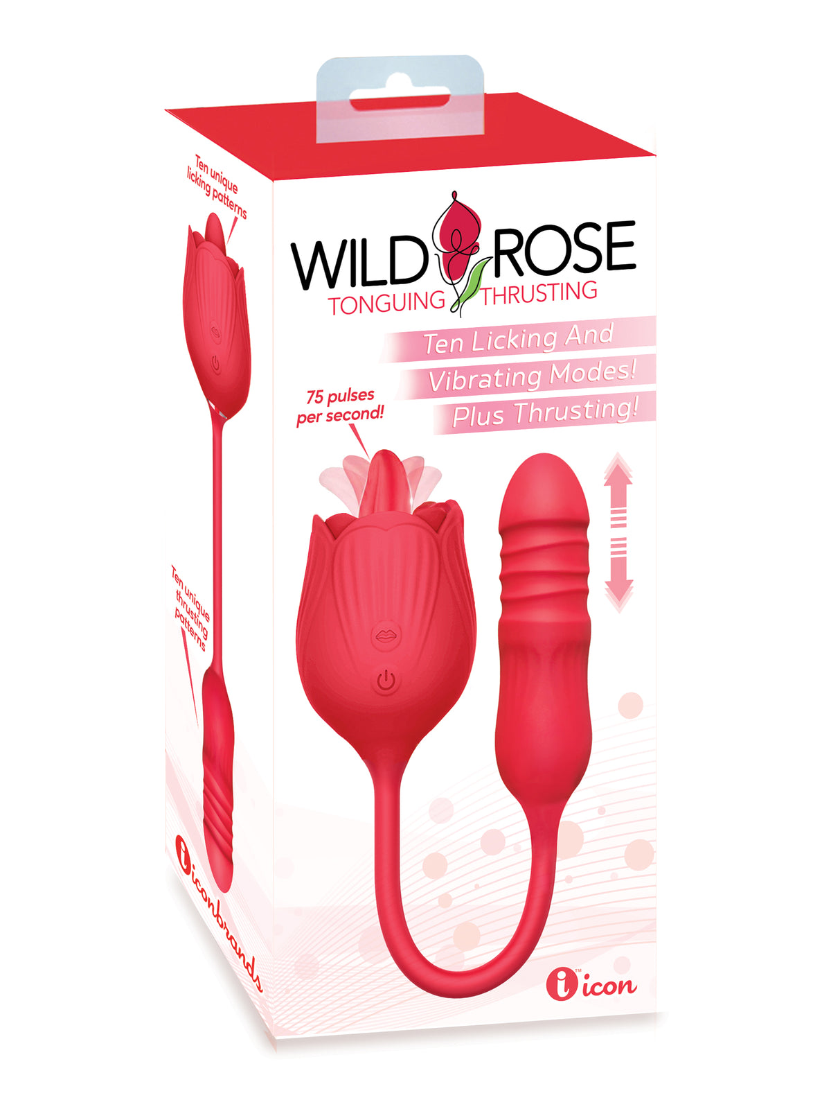 Wild Rose Lick & Thrust - Air Pulse Vibrator Red > Sex Toys For Ladies > Rose Stimulators