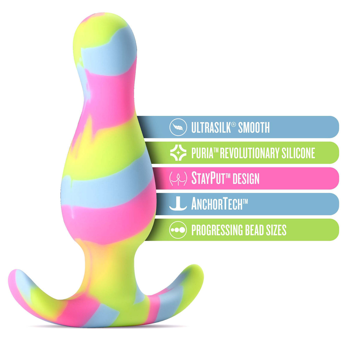 Avant Kaleido (Lime) – Ultrasilk Smooth Silicone Curved Vibrator > Anal Range > Vibrating Butt Plugs