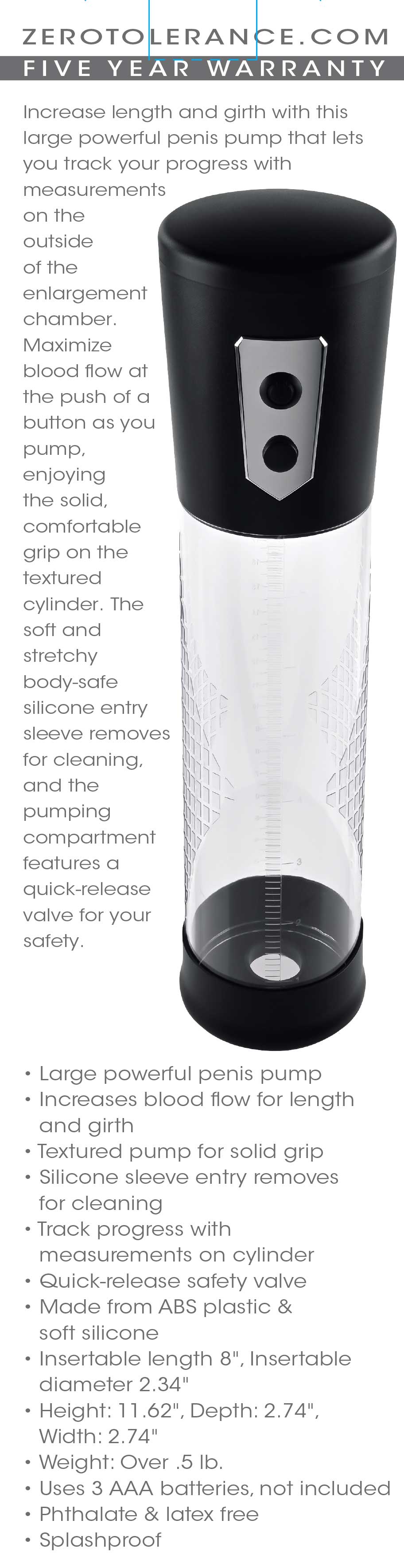 Pump Up The Volume – Large Powerful Penis Pump With Measurement Tracking And Textured Grip > Pumps > Penis Pumps Electric