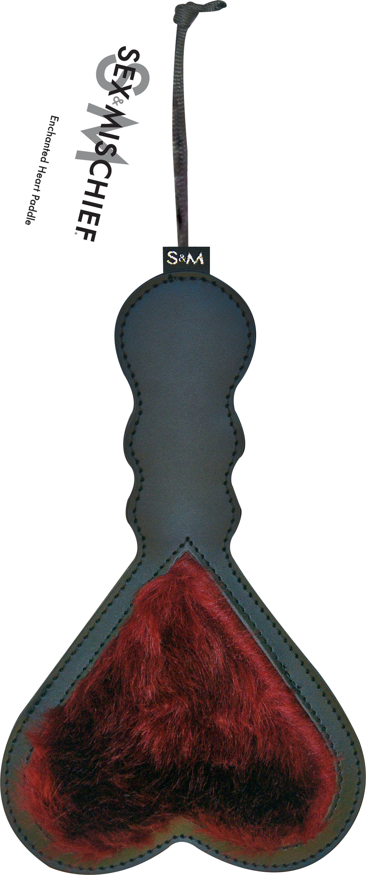 Sex and Mischief Enchanted Heart Paddle – Vegan Fur and Faux Leather Bondage Paddle Black > Bondage Gear > Paddles