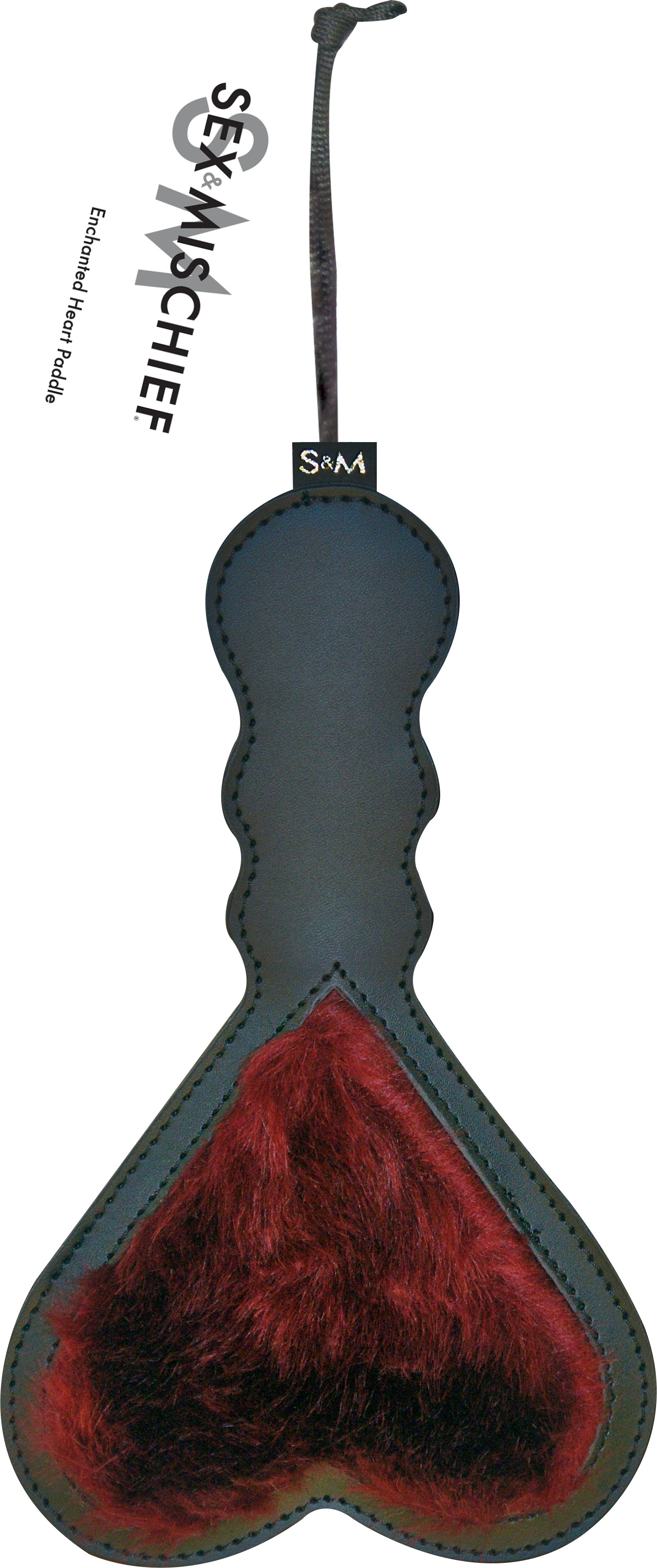 Sex and Mischief Enchanted Heart Paddle – Vegan Fur and Faux Leather Bondage Paddle Black > Bondage Gear > Paddles