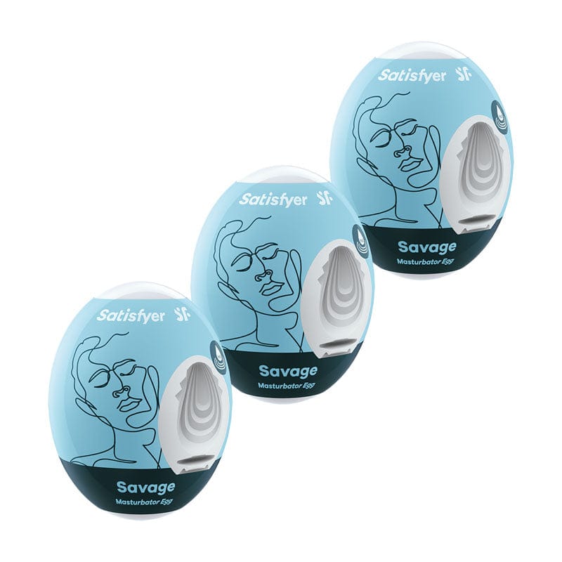 Satisfyer MASTURBATORS-PREMIUM White Satisfyer Masturbator Eggs - Savage 3 Pack - Set of 3 Stroker Sleeves 4049369043484