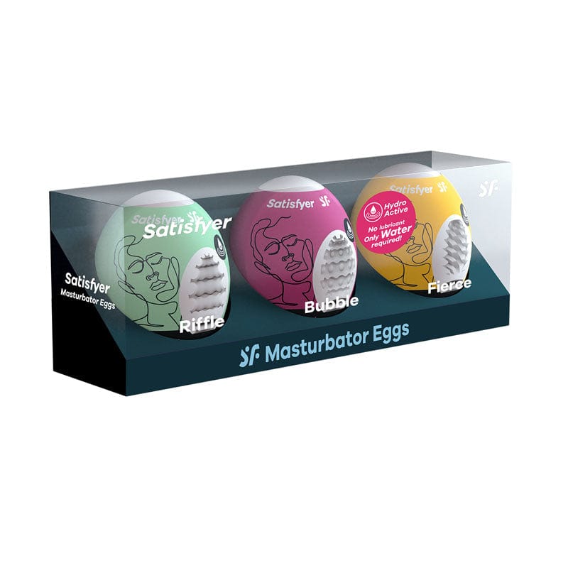 Satisfyer MASTURBATORS-PREMIUM White Satisfyer Masturbator Eggs - Variety Mixed 3 Pack  - Set of 3 Strokers 4061504001807