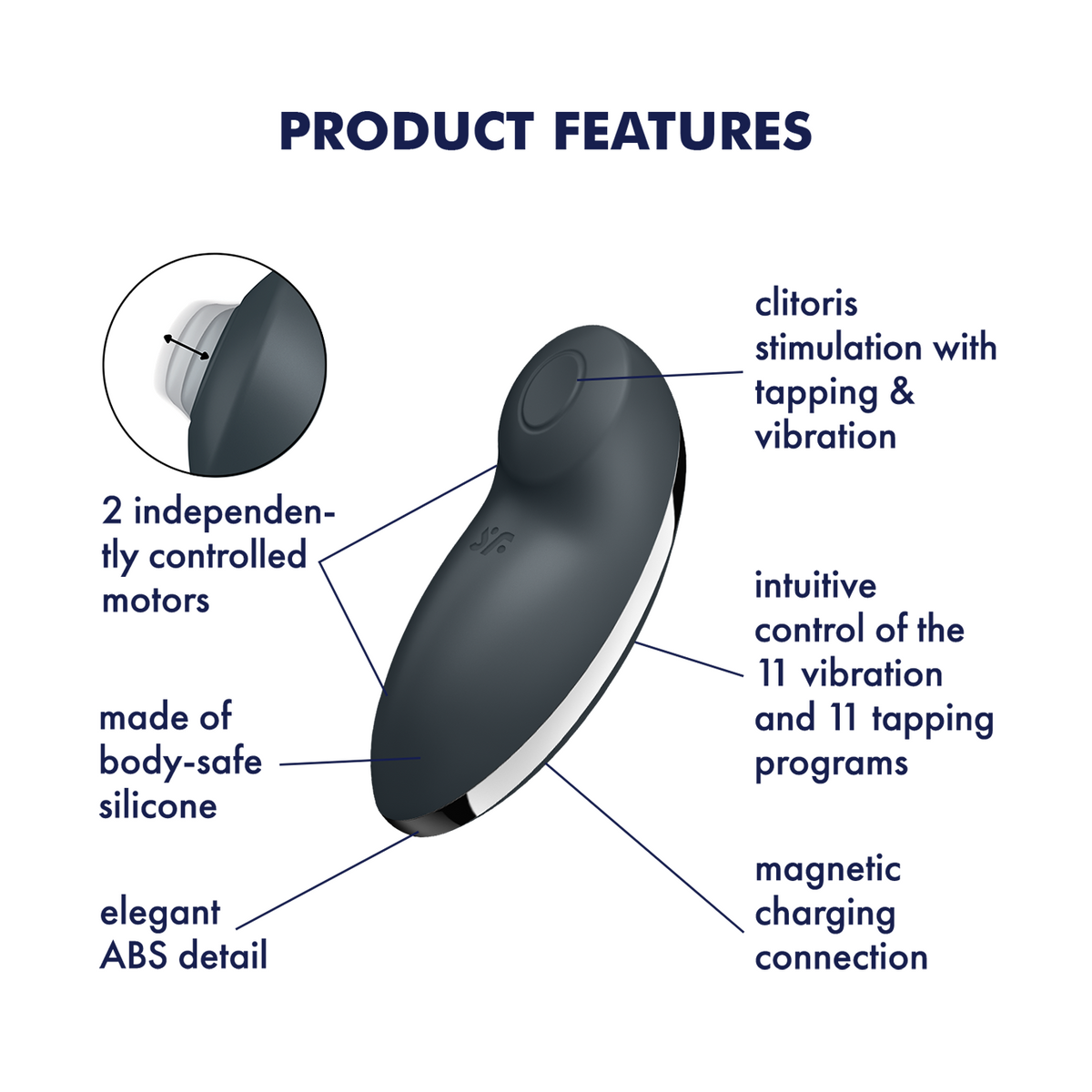 Satisfyer Tap and Climax 2 Clitoral Vibrator Grey