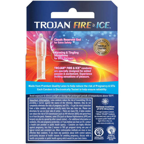 Trojan Fire and Ice Dual Action Lubricated Condoms - 3 Pack > Essentials > Condoms