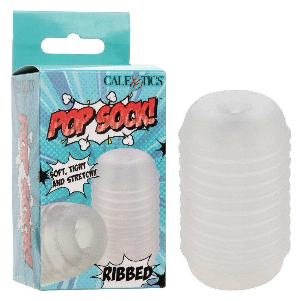 Pop Sock Ribbed Clear Soft Tight Stretchy Reversible Masturbator Sleeve Clear > Sex Toys For Men > Masturbators Cup