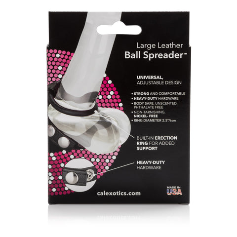 Adjustable Large Leather Ball Spreader for Enhanced Pleasure Black Ball Stretcher