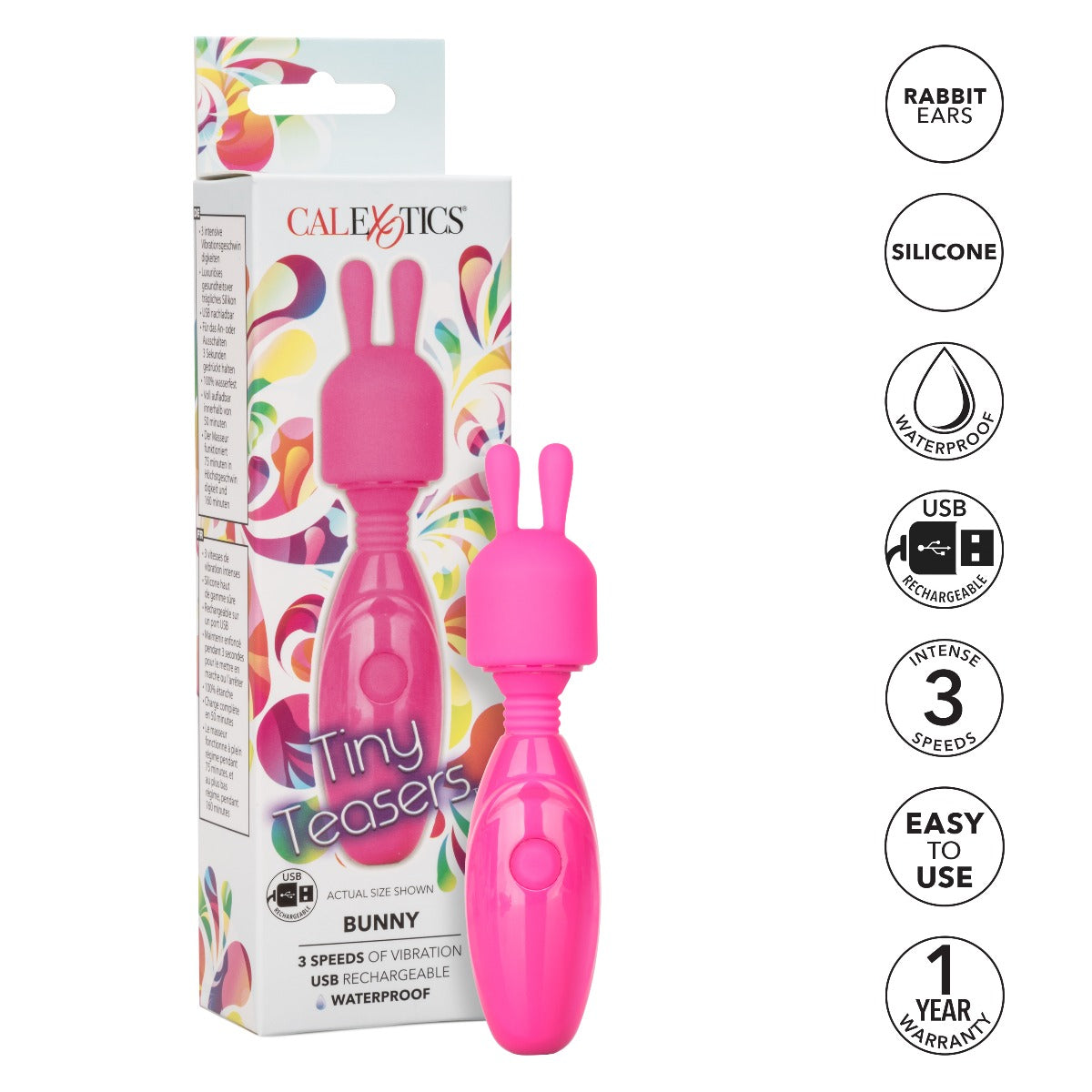 Tiny Teasers Bunny Vibrator Rechargeable Mini Travel Wand Vibrator > Sex Toys For Ladies > Clitoral Vibrators and Stimulators