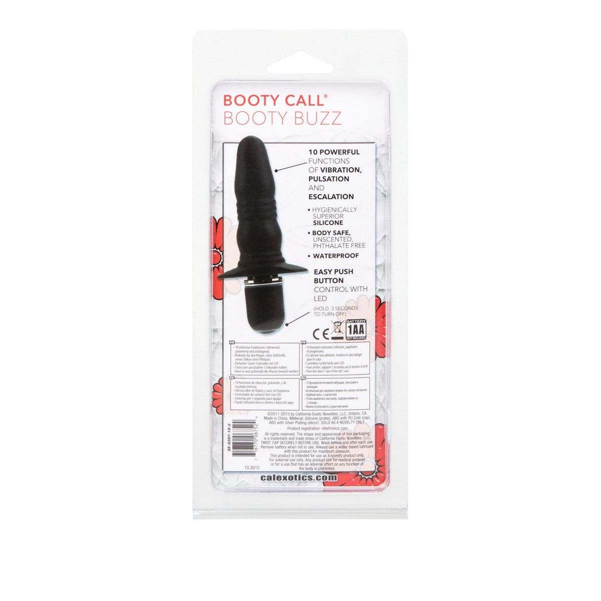 Booty Call Booty Buzz Black Silicone Probe 3 Inch with 10 Vibration Settings > Anal Range > Vibrating Butt Plugs