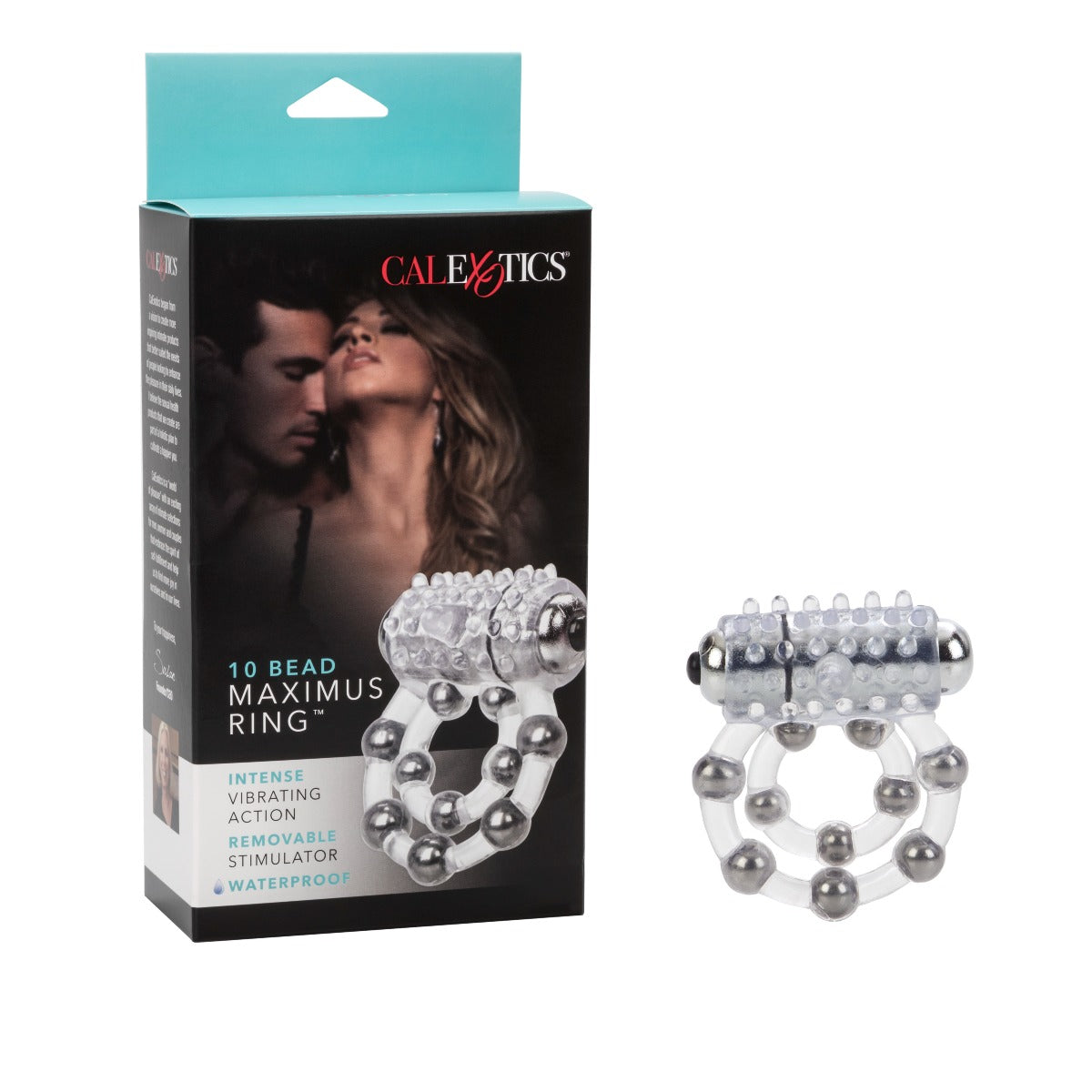 Maximus Waterproof Enhancement Ring with 10 Stroker Beads – Flexible TPR Cock Ring Clear > Cock Ring > Vibrating