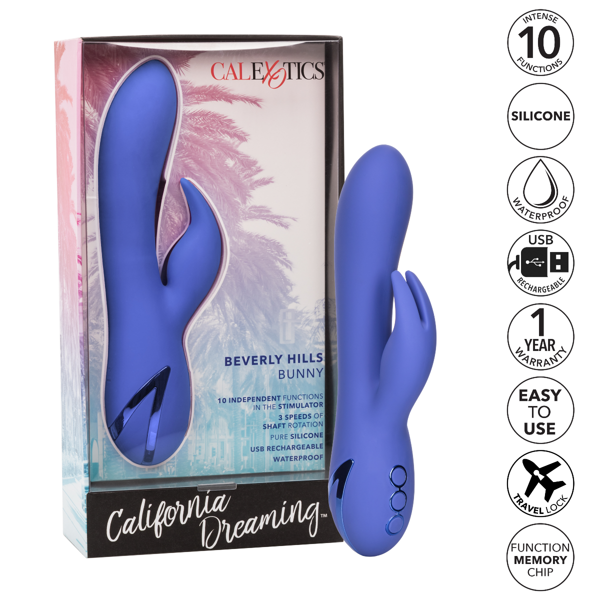 California Dreaming Beverly Hills Bunny 4.5 Inch Purple Silicone Massager > Vibrators > Ladies > Rabbit