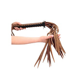 Shots Toys BONDAGE-TOYS Brown OUCH! Italian Leather 12 Stylish Tails & 12 Inch handle -  84 cm Flogger Whip 7423522540589