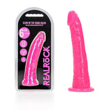 Shots Toys DONGS Pink REALROCK 15.5 cm Slim Glow in the Dark Neon - (6'') Dong 8714273519917