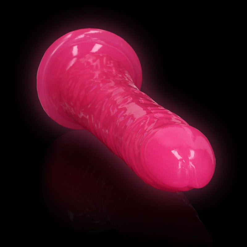 Shots Toys DONGS Pink REALROCK 20 cm Slim Glow in the Dark Neon -  (8'') Dong 8714273519993