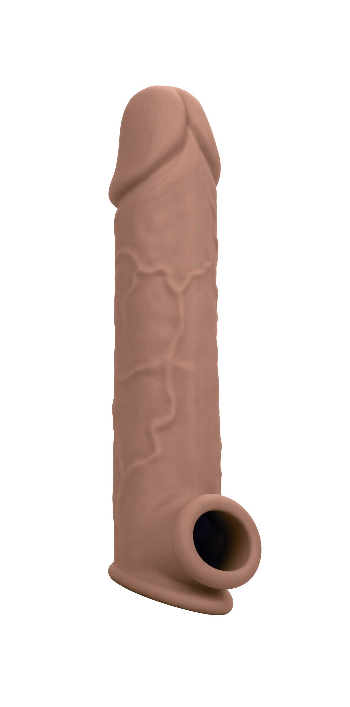 Performance Maxx Life-Like Extension 8 Inch Brown with Built-In Scrotum Strap and Hollow Design SLEEVES
