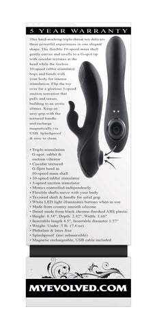 Evolved Rabbit Hole 21.2 Centimeter USB Rechargeable Rabbit Vibrator Black VIBRATORS-RABBIT