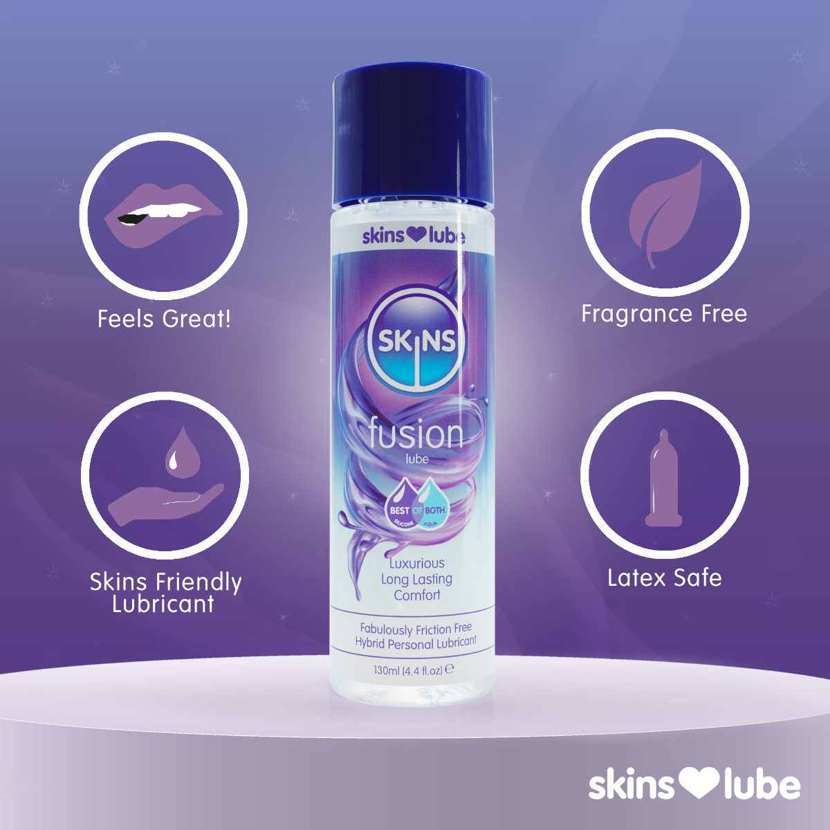 Skins Fusion Hybrid Silicone and Water-Based Lubricant 130ml Bottle > Lube > Hybrid