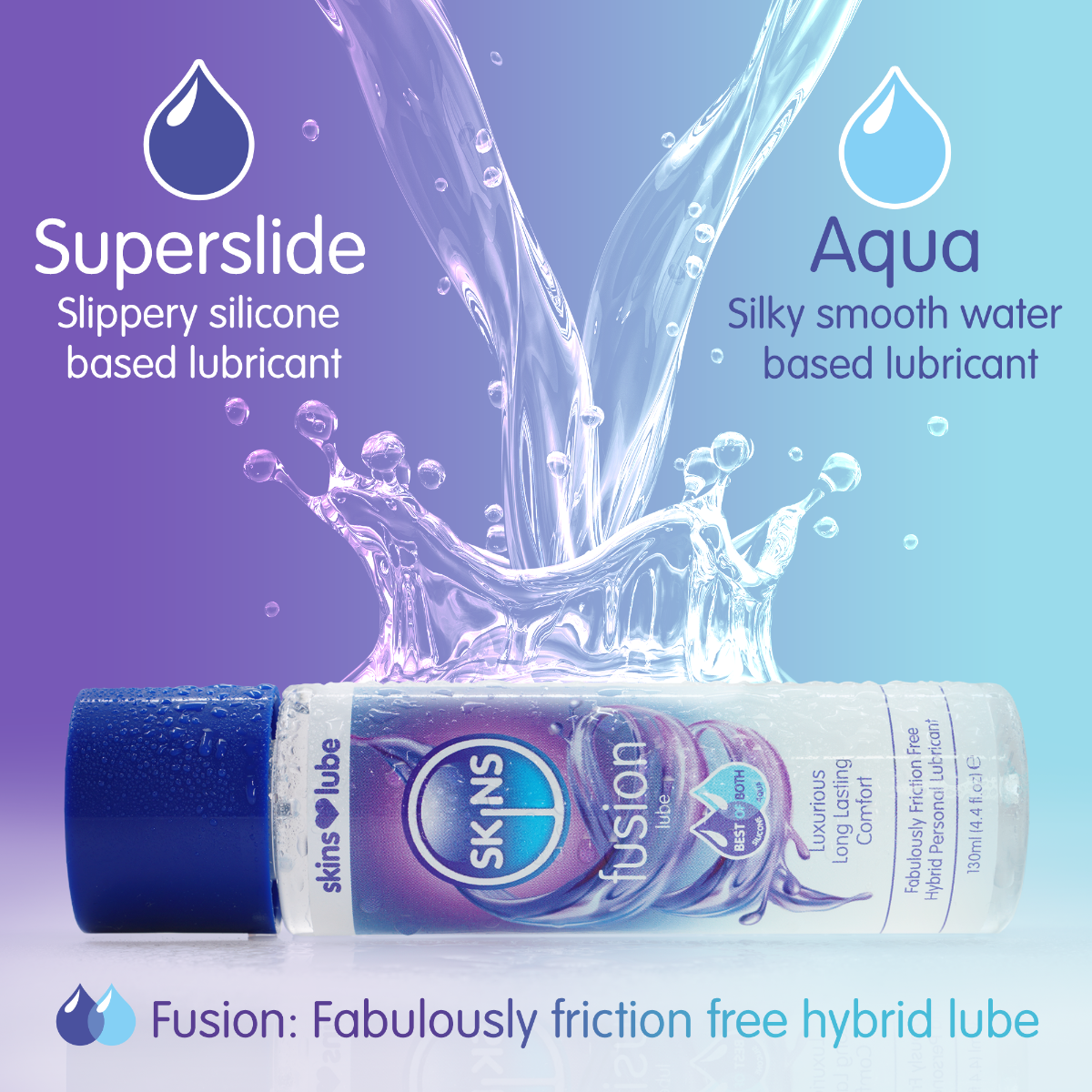 Skins Fusion Hybrid Silicone and Water-Based Lubricant 130ml Bottle > Lube > Hybrid