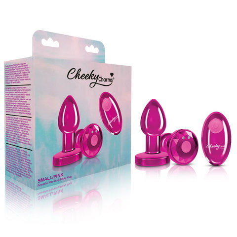 Cheeky Charms Small Pink Rechargeable Vibrating Metal Butt Plug > Anal Range > Jewel Butt Plugs