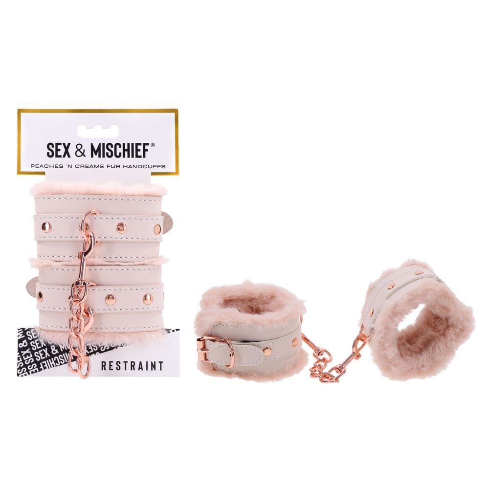 Sex and Mischief Peaches and Cream Fur Handcuffs PeachPuff Restraints