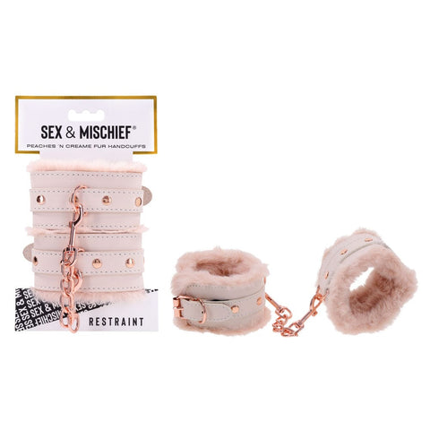 Sex and Mischief Peaches and Cream Fur Handcuffs PeachPuff Restraints