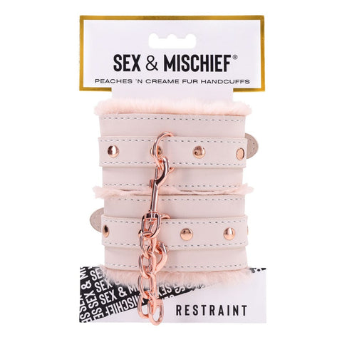 Sex and Mischief Peaches and Cream Fur Handcuffs Restraints