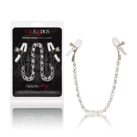 Adjustable Crystal Chain Nipple Clamps for Adult Intimate Play White Nipple Clips