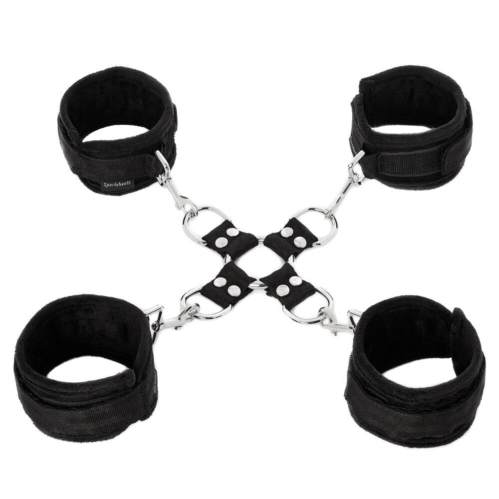 SportSheets 5 Piece Hog Tie and Cuff Set – Steel O-Ring Bondage Restraint Set > Bondage Gear > Restraints