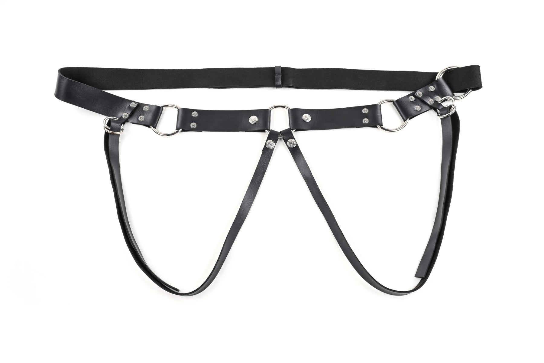 Sportsheet Montero Strap-On – Faux Leather Strap-On Harness with Silver Hardware > Dildos > Strap On Harnesses