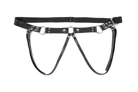 Sportsheet Montero Strap-On – Faux Leather Strap-On Harness with Silver Hardware > Dildos > Strap On Harnesses