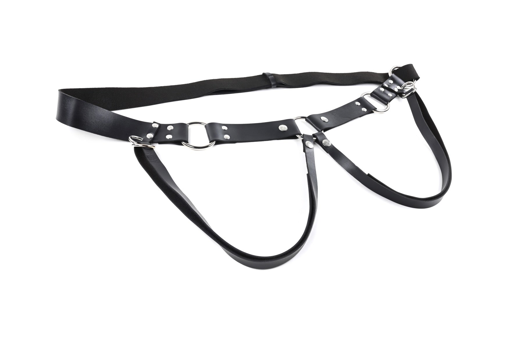Sportsheet Montero Strap-On – Faux Leather Strap-On Harness with Silver Hardware > Dildos > Strap On Harnesses