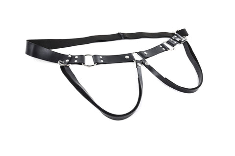 Sportsheet Montero Strap-On – Faux Leather Strap-On Harness with Silver Hardware > Dildos > Strap On Harnesses
