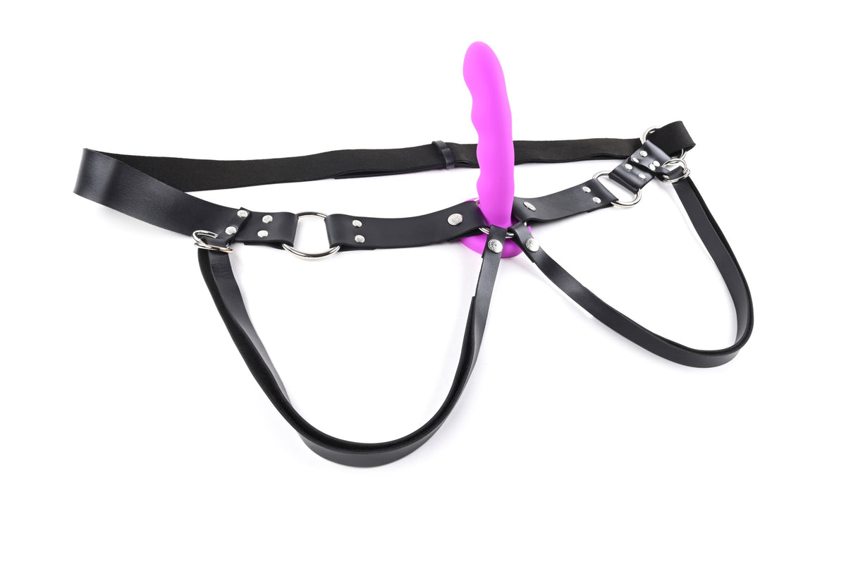 Sportsheet Montero Strap-On – Faux Leather Strap-On Harness with Silver Hardware > Dildos > Strap On Harnesses