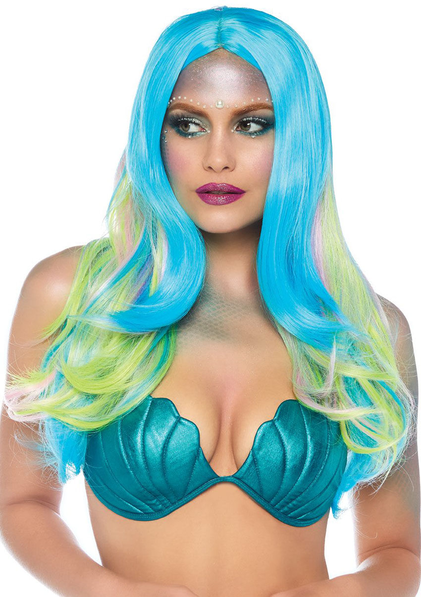Mystic Hue Long Wig for Adult Erotic Costume and Lingerie Use Green Wigs