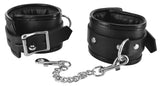 Strict Adult Toys Black Locking Padded Wrist Cuffs with Chain 848518019158
