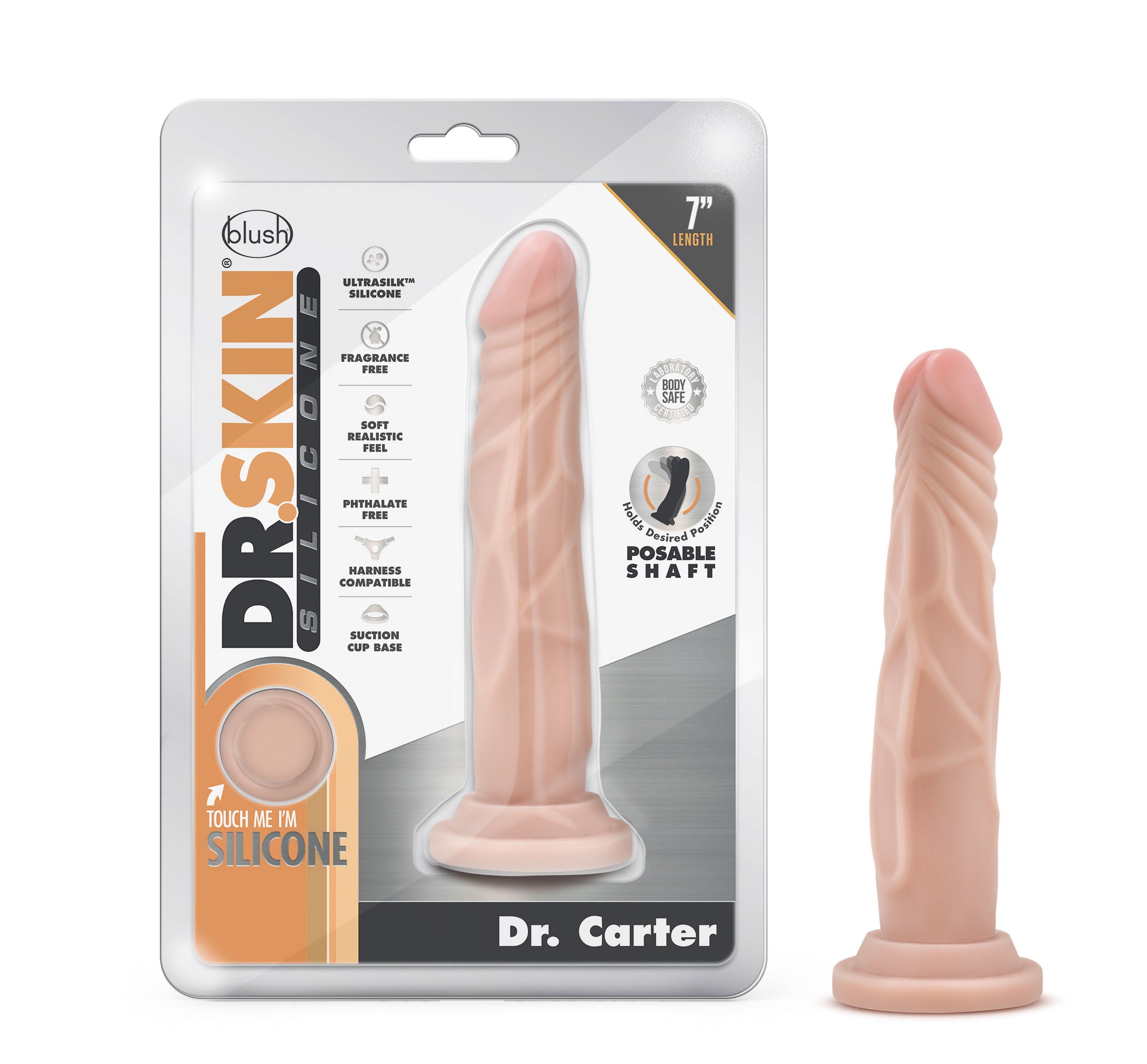 Dr Skin Silicone 7 Inch Realistic Dong with Suction Cup Vanilla Dongs Realistic