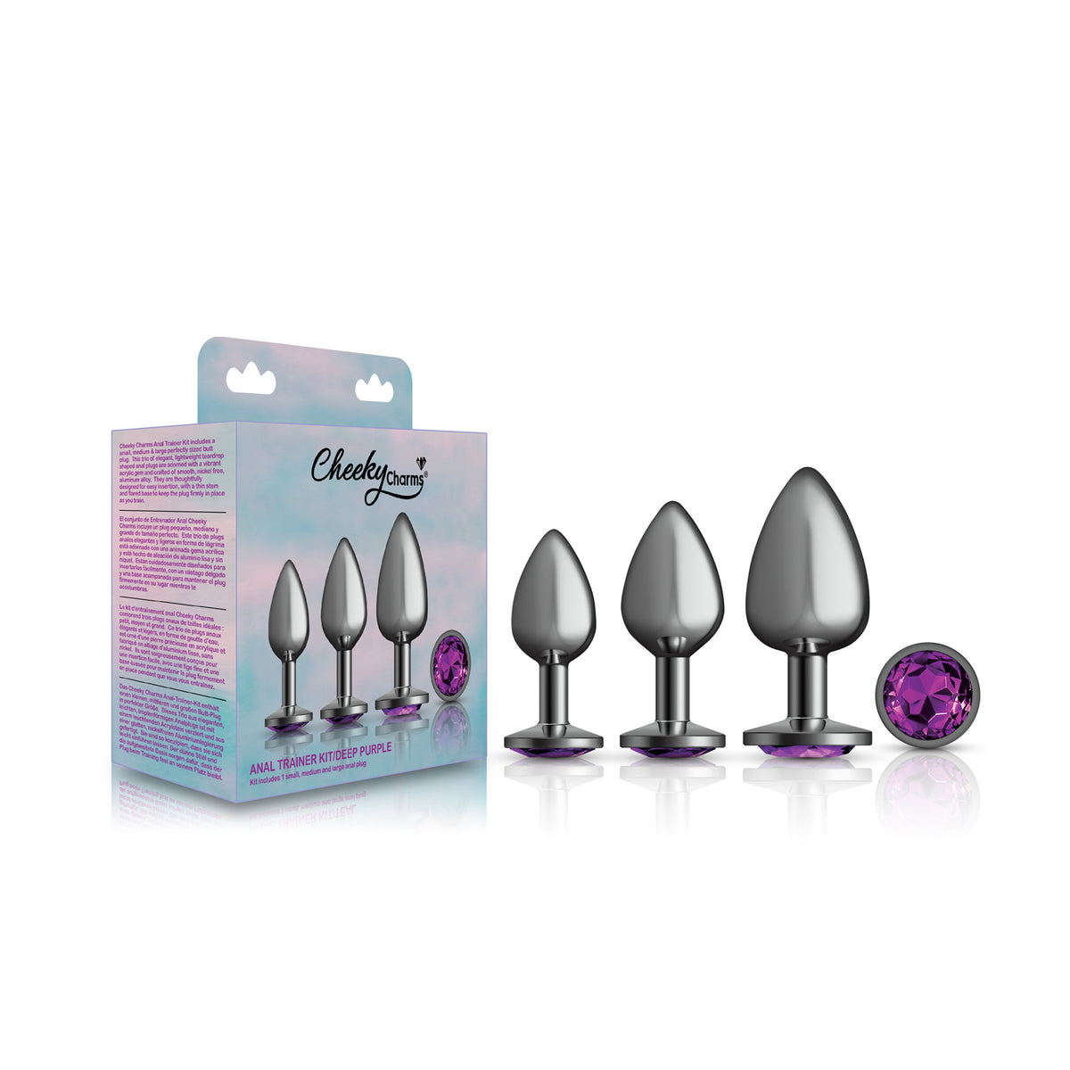 Purple Round Gem Anal Trainer Kit with Small Medium Large Plugs > Anal Range > Butt Plug Kits